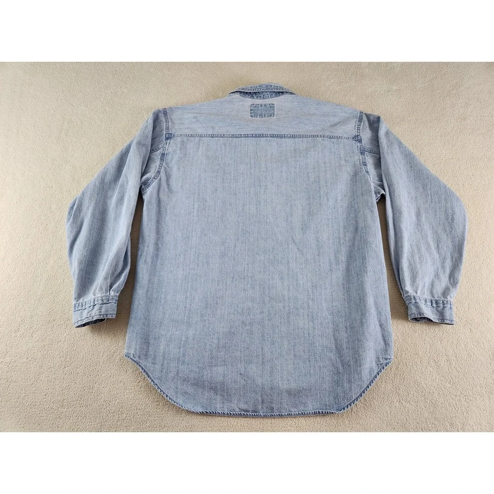 Levis Red Tab Denim Shirt Mens Large Light Wash Blue Long Sleeve Button Down